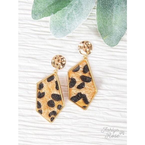 Let's Go Downtown Drop Earrings Dark Leopard - Picture 1 of 3
